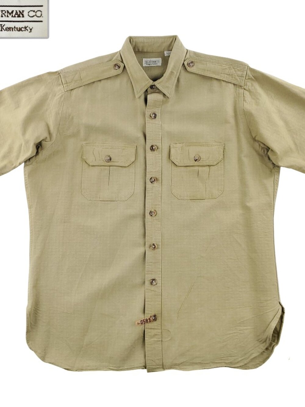 J. Peterman Co. Vintage Safari Shirt USA Ripstop Canvas Men's Large Dry Cleaned